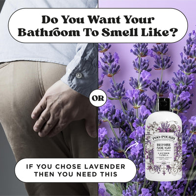 Hand holding Poo-Pourri refill to show bottle size and long-lasting supply