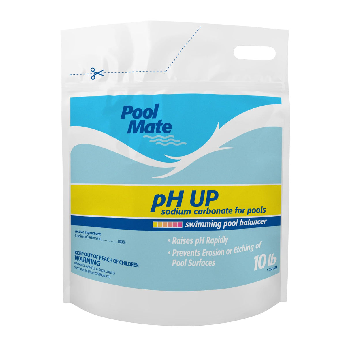 Pool Mate front packaging showing 10-pound bag and clear label benefits