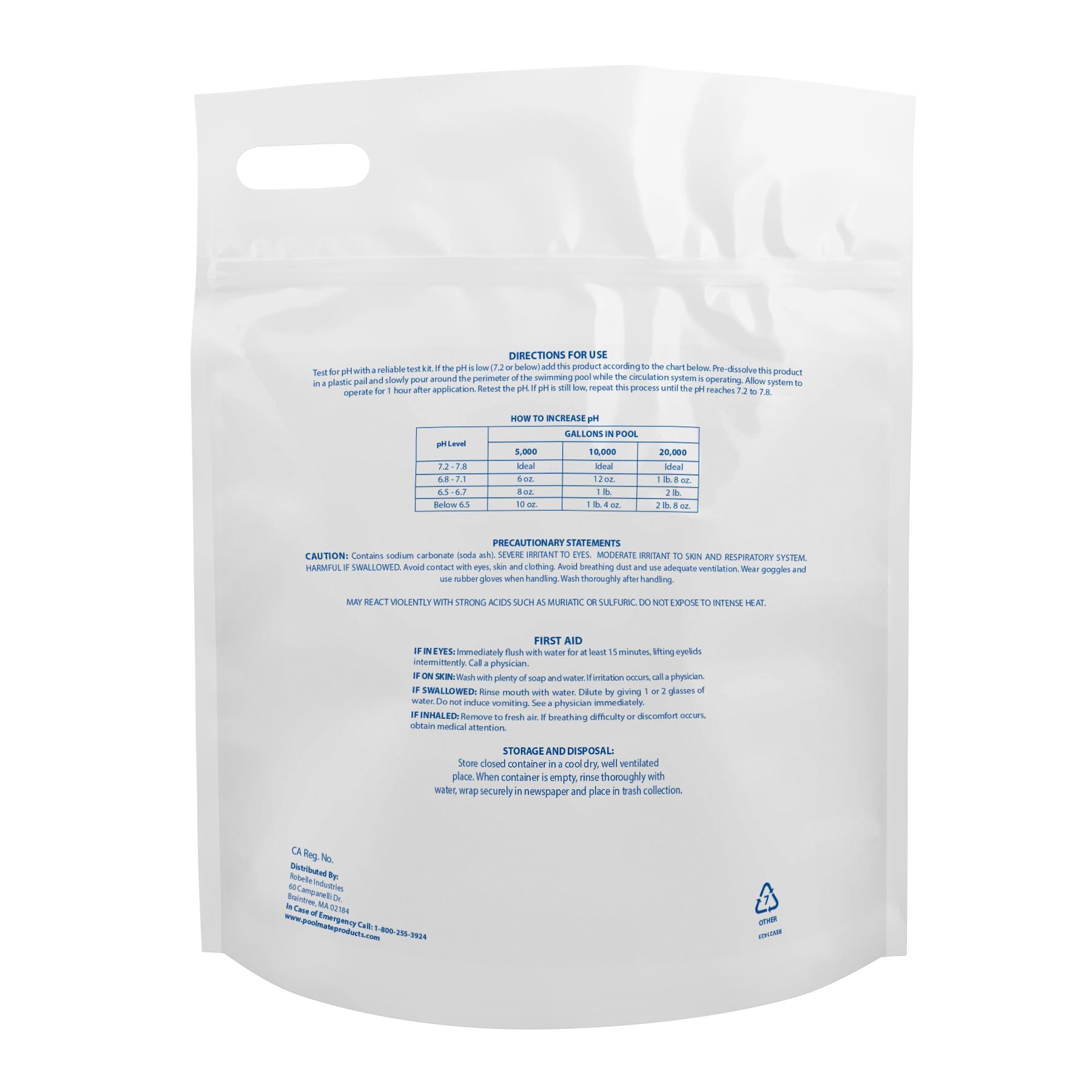Close-up of Pool Mate sodium carbonate powder texture for easy dissolving