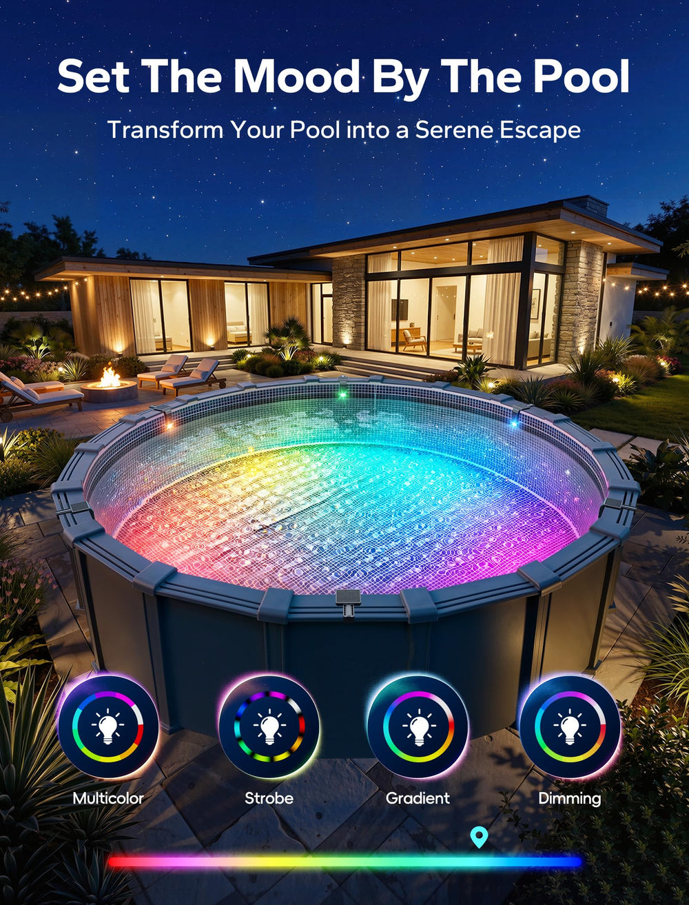 POOLHACKER diffuser detail highlighting even LED spread and soft pool lighting