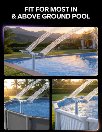 POOLHACKER lifestyle evening poolside scene conveying ambiance and hassle-free setup