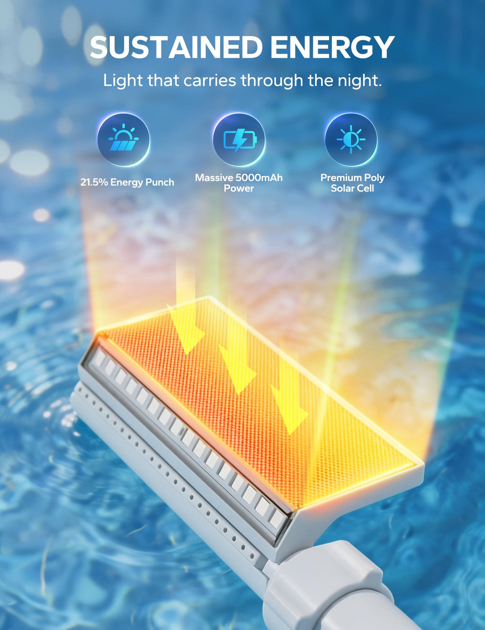 POOLHACKER waterfall spray in pool illustrating cooling surface circulation