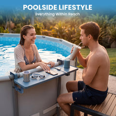 POOLJOYO enganche ajustable closeup mostrando el mecanismo de bloqueo