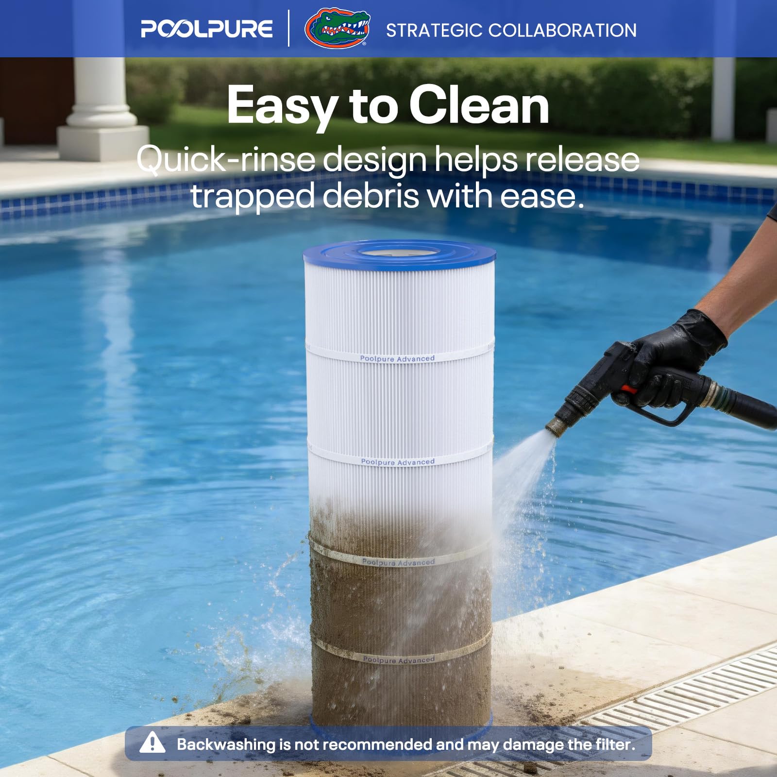 POOLPURE etiqueta con certificación NSF/ANSI 50 que garantiza seguridad de materiales
