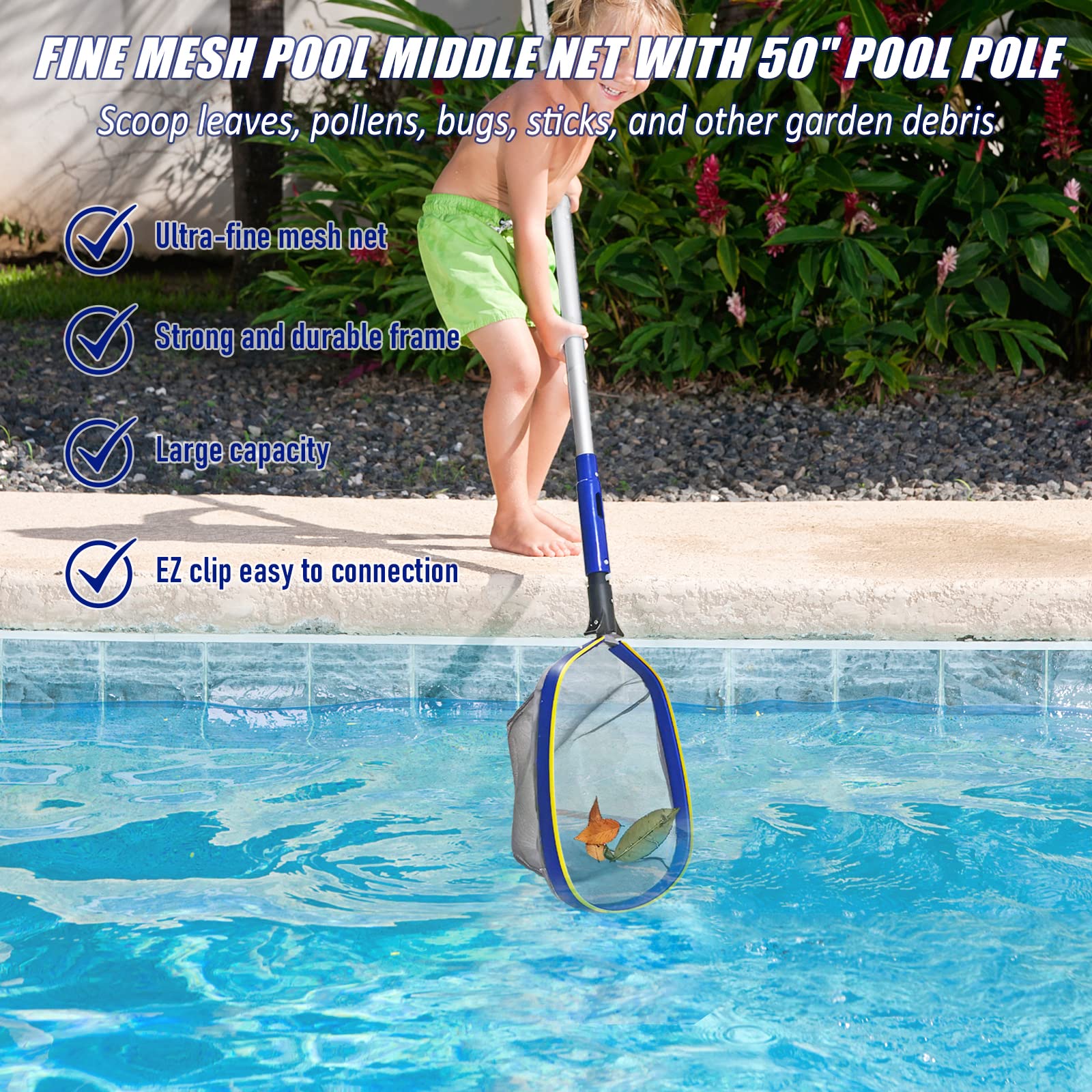 Poolvio kit completo en mesa listos para mantenimiento rápido de piscina