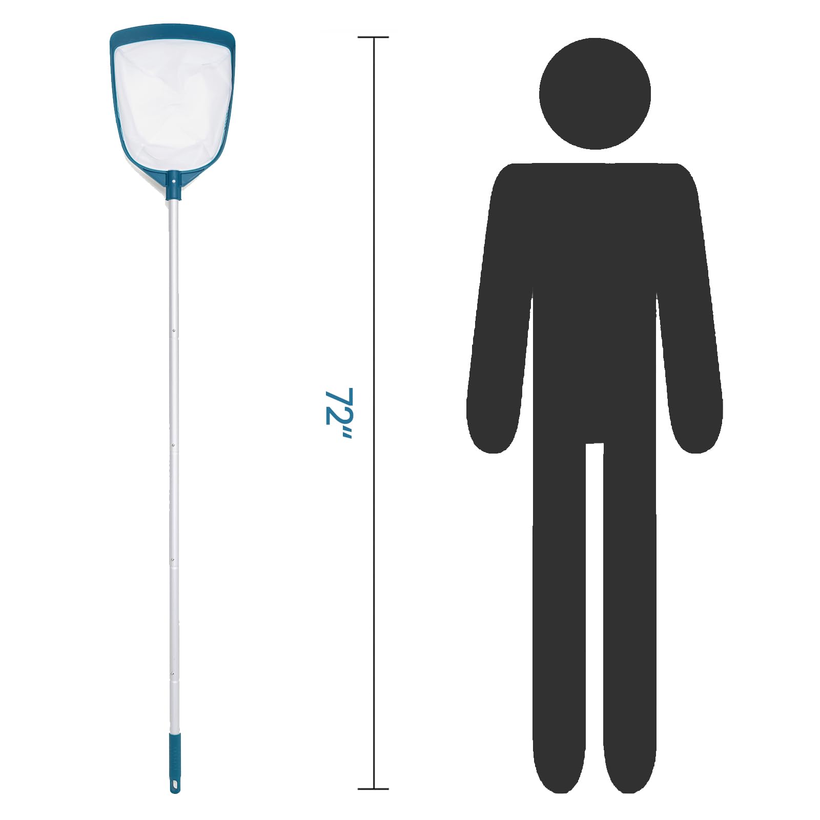 POOLWHALE extended aluminum pole to full 5 foot length for wider reach