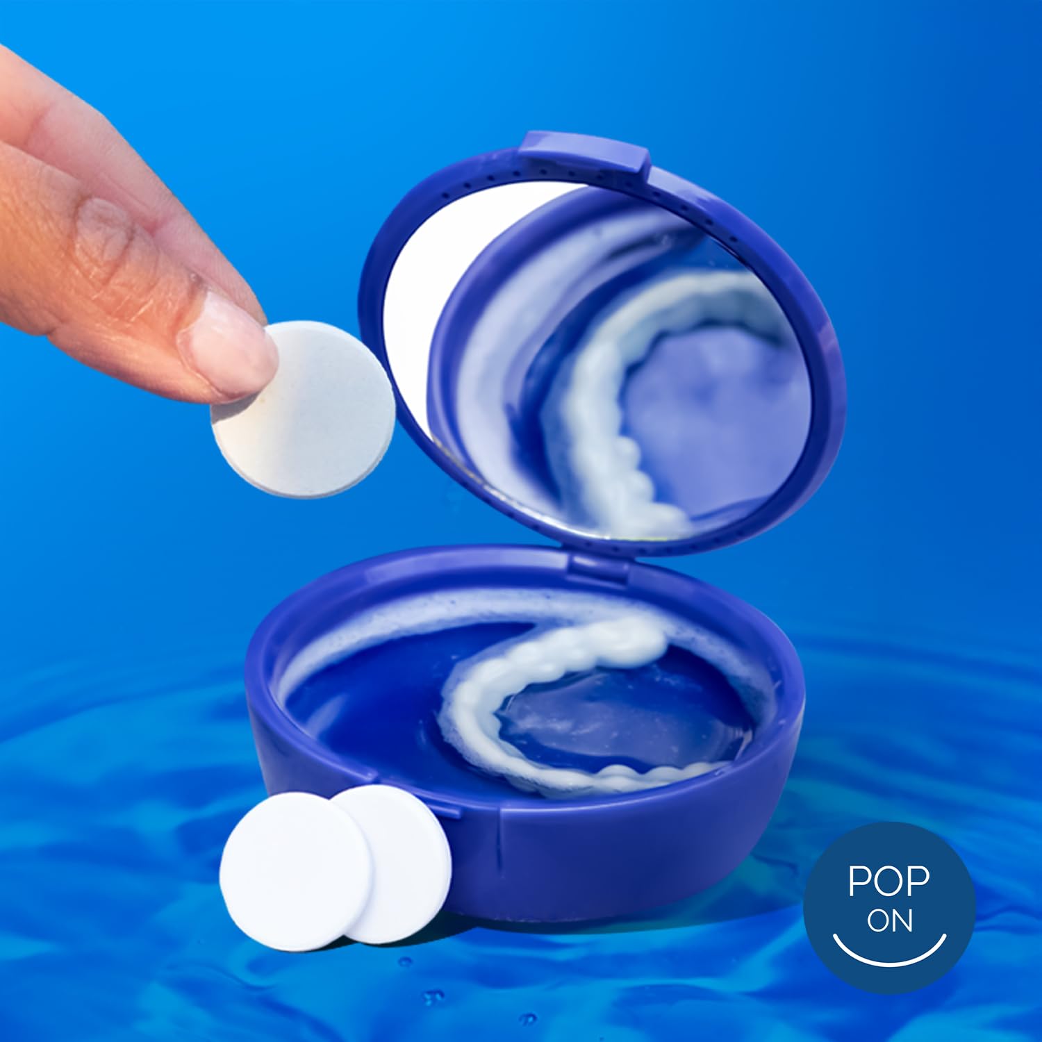 POP ON VENEERS caja abierta con tabletas individuales ideal para almacenamiento higiénico