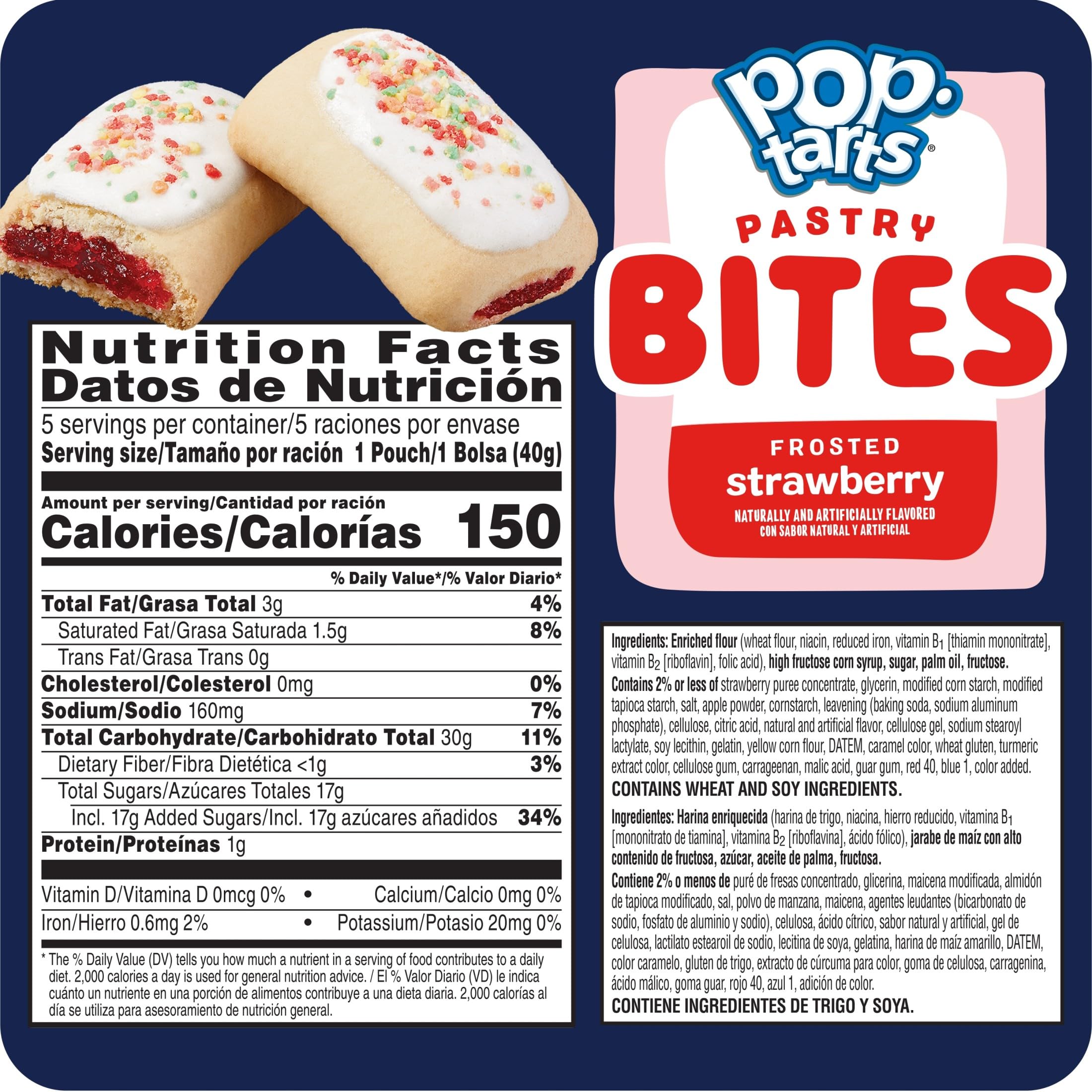 Pop-Tarts sobre individual abierto con bocados listos para comer, práctico y portátil