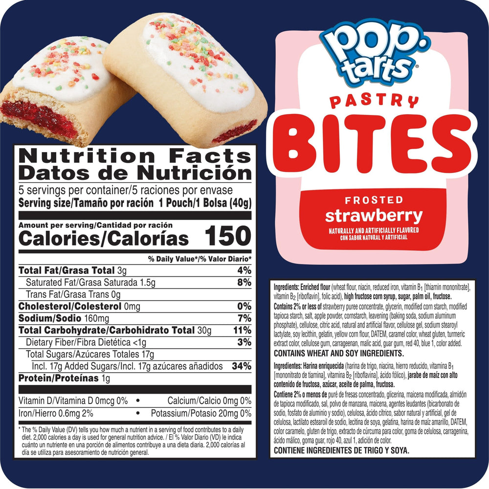 Pop-Tarts sobre individual abierto con bocados listos para comer, práctico y portátil