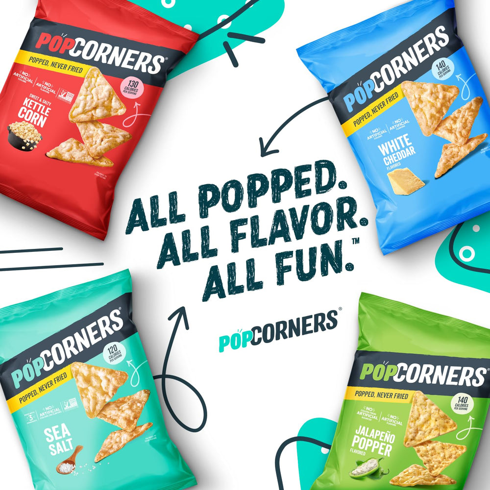 PopCorners bolsita en mano mostrando el tamaño porción controlada
