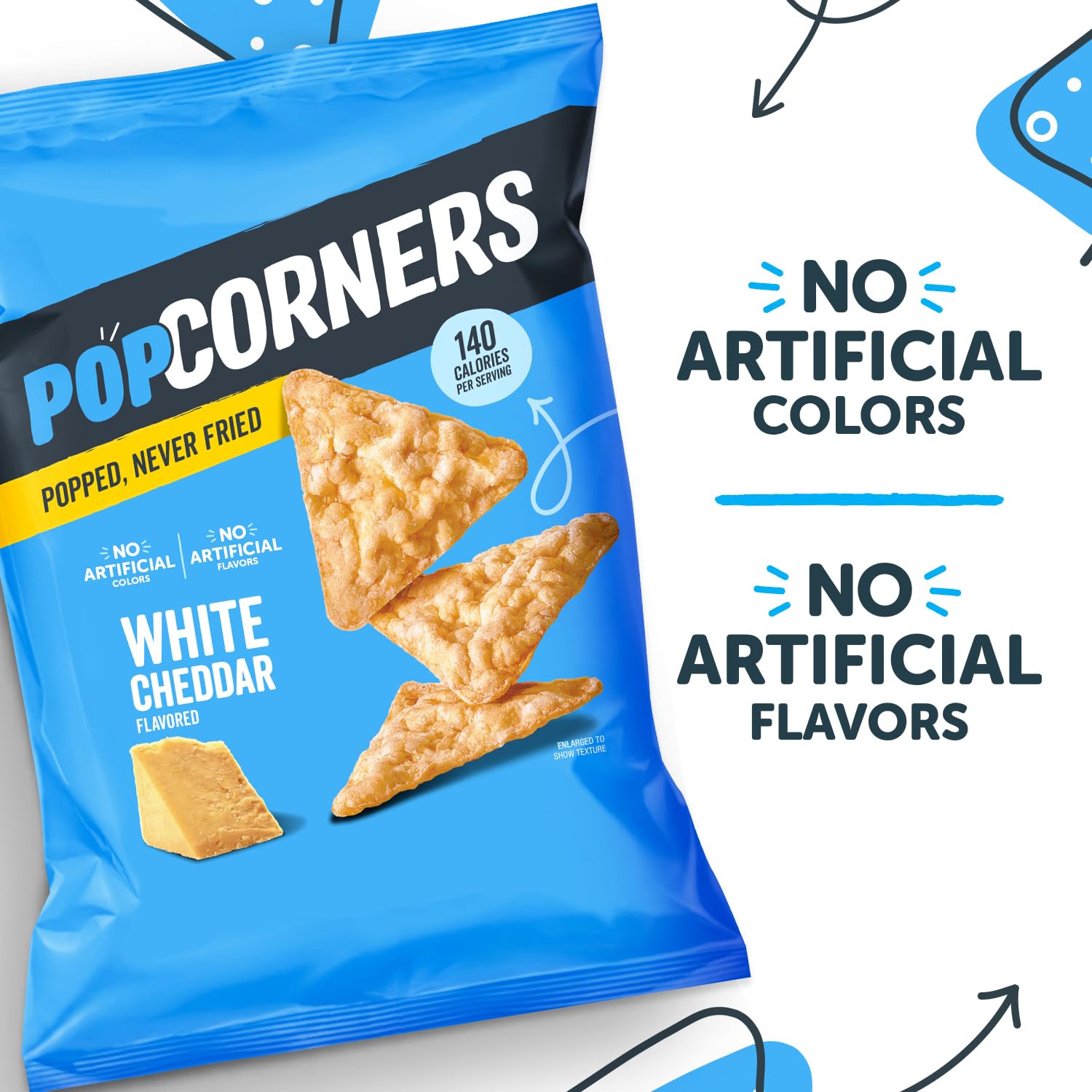 PopCorners bolsa en mano ilustrando porción portátil y práctica