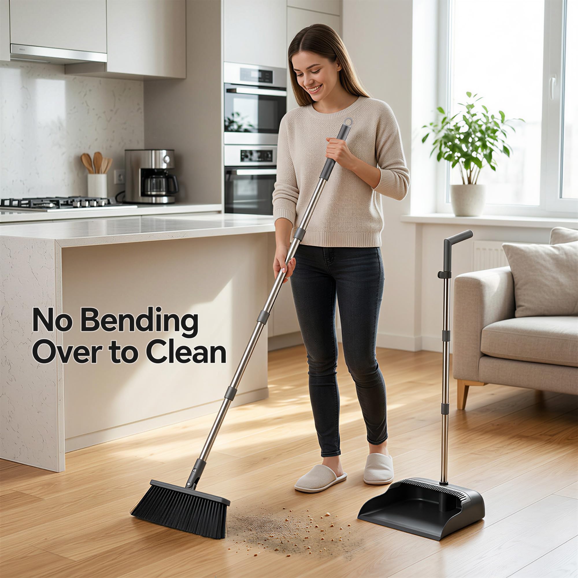 POPMOP mango telescópico extendido a 132 cm evitando agacharse