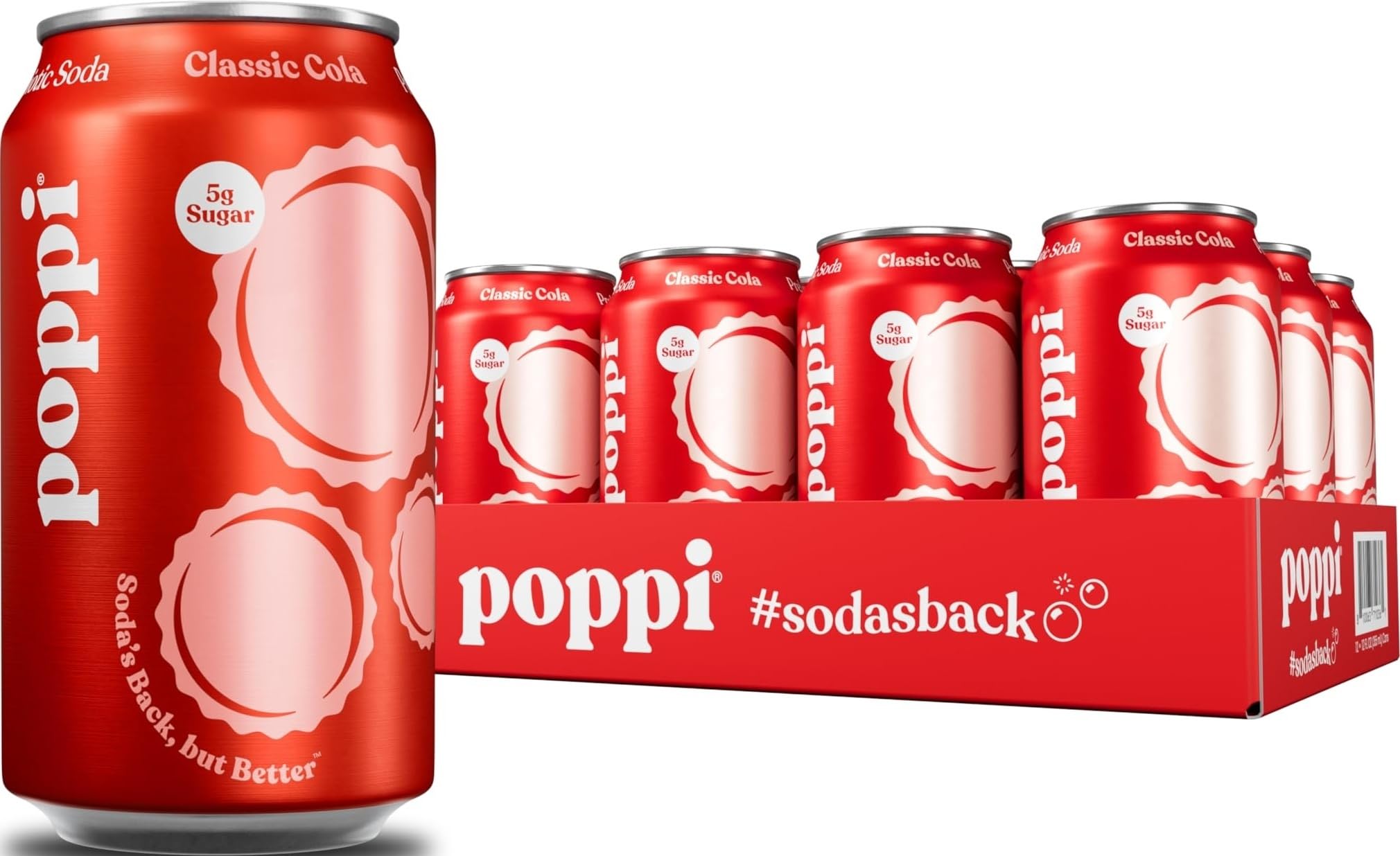 poppi lata frontal con etiqueta visible y diseño atractivo mostrando refresco