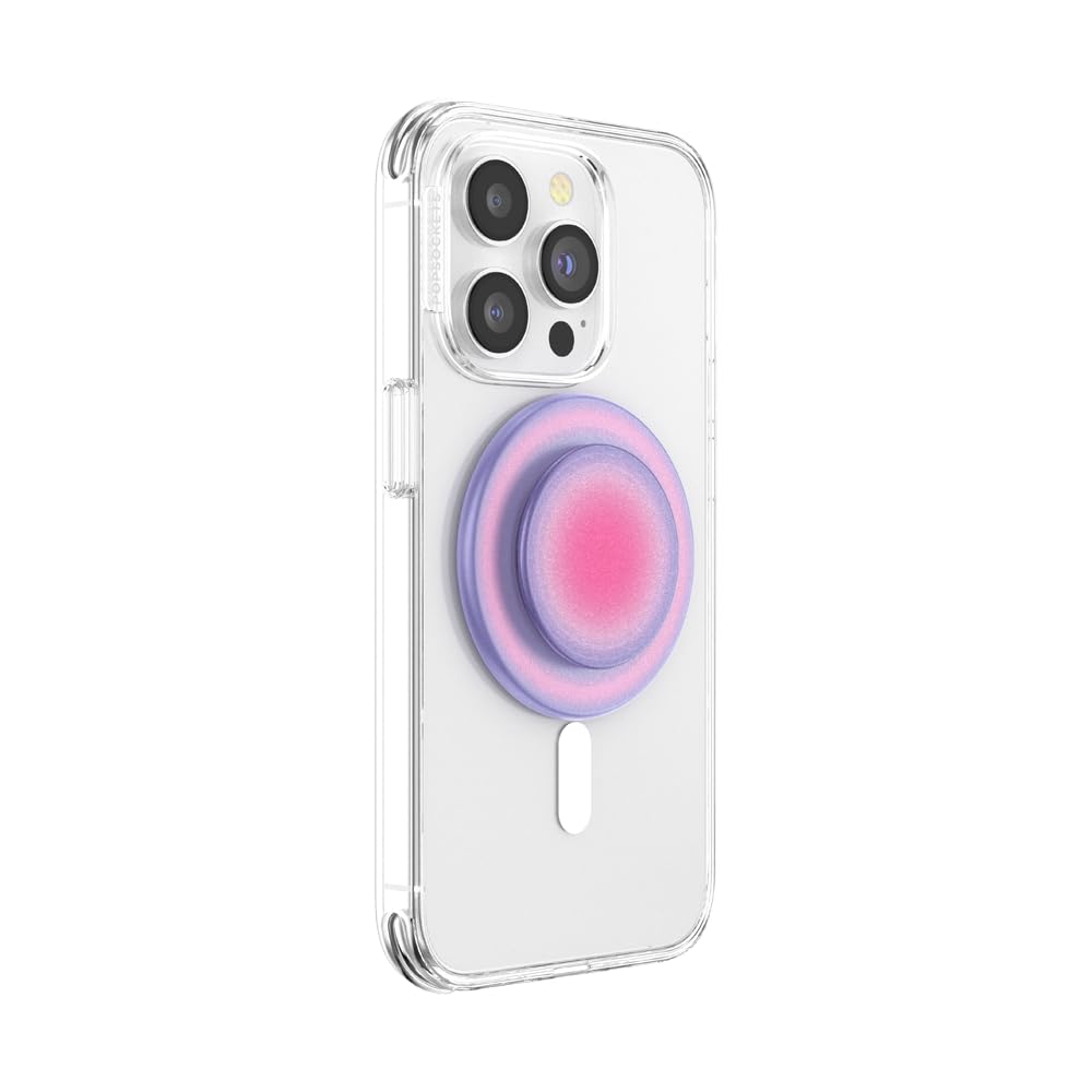 PopSockets Aura detalle de textura y mecanismo magnético para sujeción segura