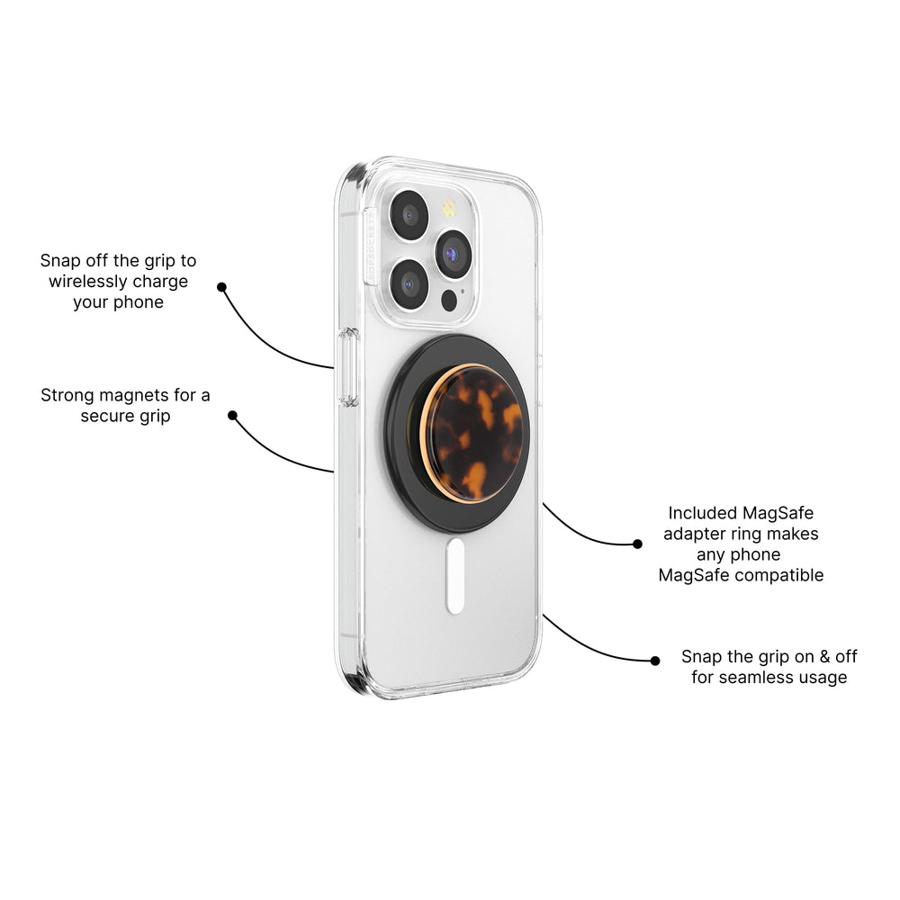 PopSockets Tortoise primer plano de la textura que resalta durabilidad y estilo