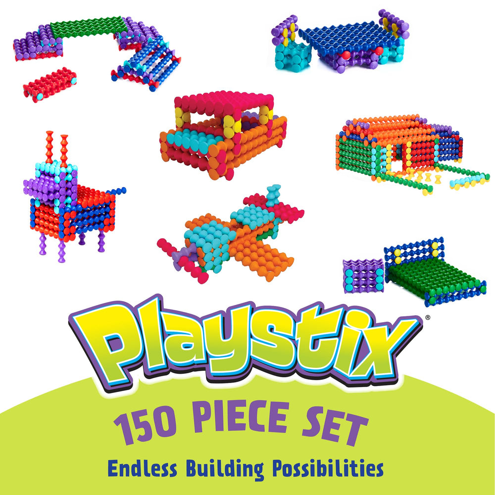 POPULAR PLAYTHINGS assembled Playstix model demonstrating sturdy creative build