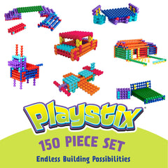 POPULAR PLAYTHINGS assembled Playstix model demonstrating sturdy creative build