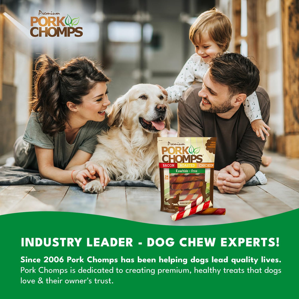 Pork Chomps bolsa resellable abierta que conserva frescura entre usos