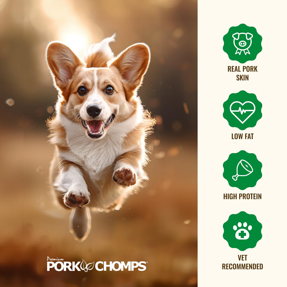Pork Chomps perro masticando twist mostrando entretenimiento y calma