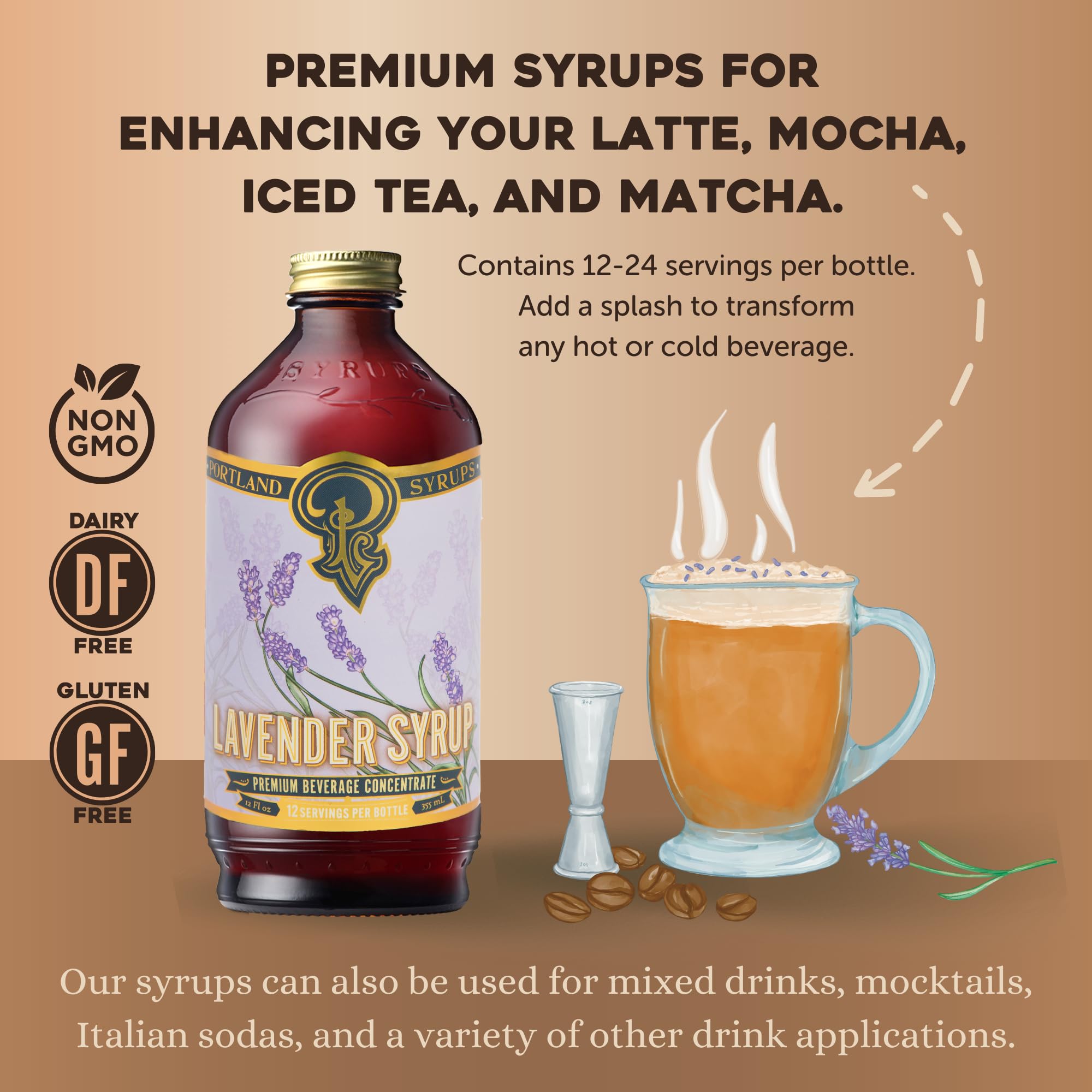 Portland Syrups etiqueta detallada que muestra ingredientes premium y claridad