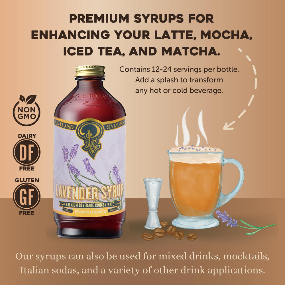 Portland Syrups etiqueta detallada que muestra ingredientes premium y claridad