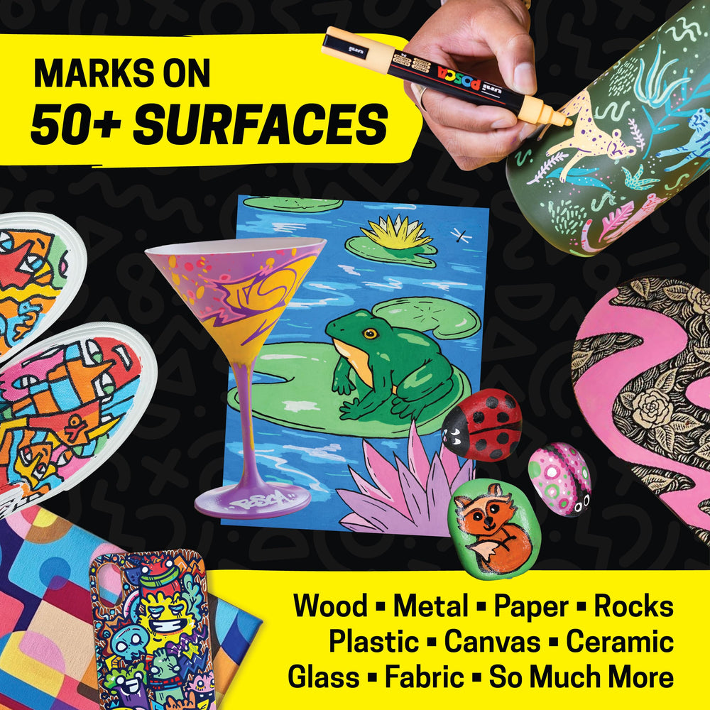 posca muestras de color en lienzo mostrando opacidad y mezcla