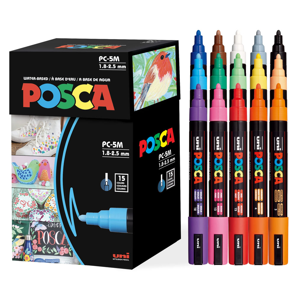 posca presentación frontal mostrando 15 colores para opciones creativas