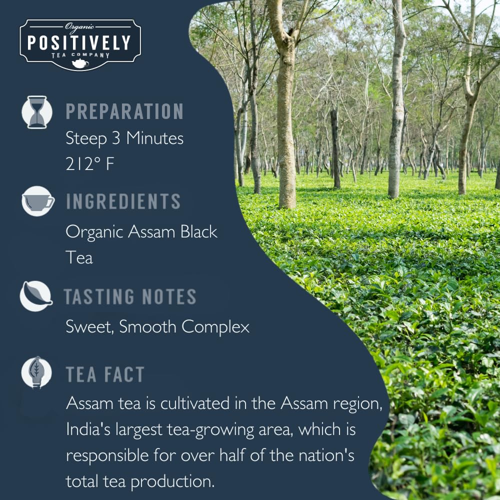 Organic Positively Tea hojas sueltas en primer plano que destacan la textura y calidad
