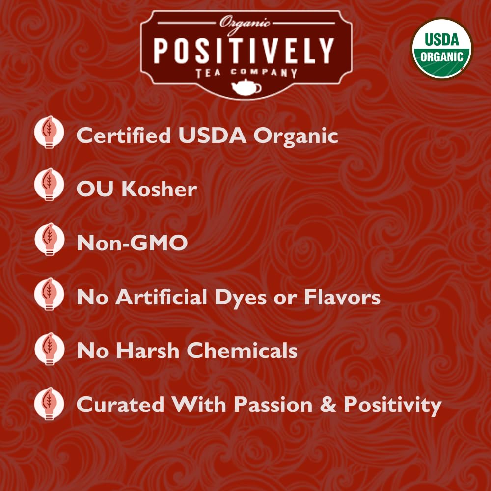 Organic Positively Tea taza servida mostrando color y cuerpo del té
