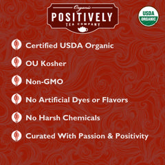 Organic Positively Tea taza servida mostrando color y cuerpo del té