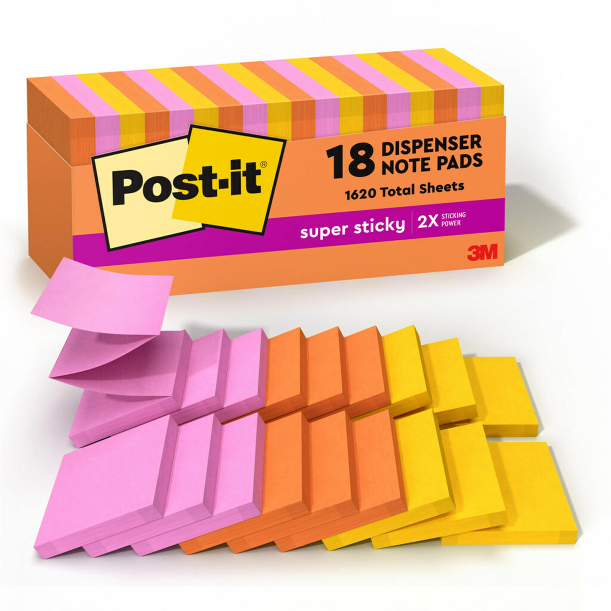 Post-it frente del paquete mostrando 18 blocs y ahorro