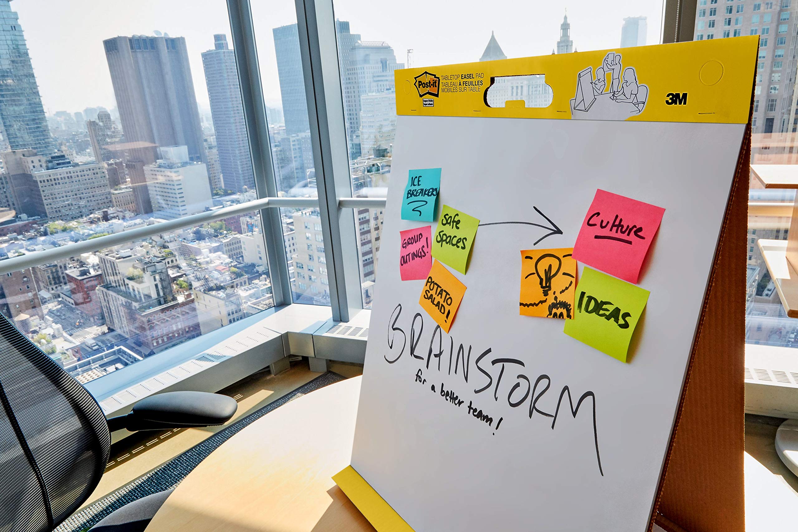 Post-it etiqueta del producto con especificaciones y beneficios