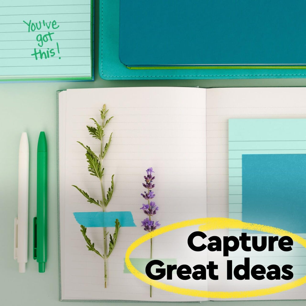 Post-it pila de pads en tonos Washed Denim y Mint Post-it que ayuda a organizar