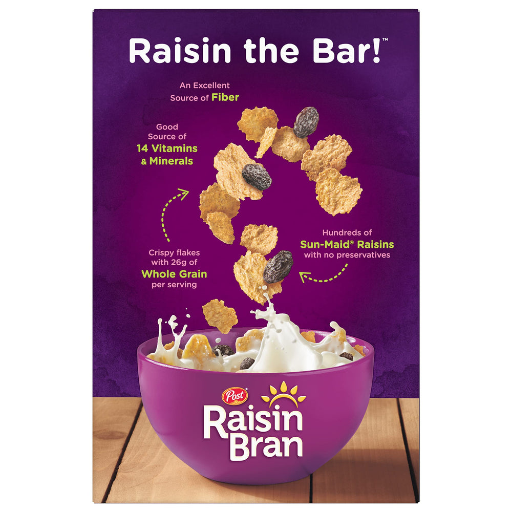 Post Raisin Bran caja junto a una regla para comparar tamaño práctico