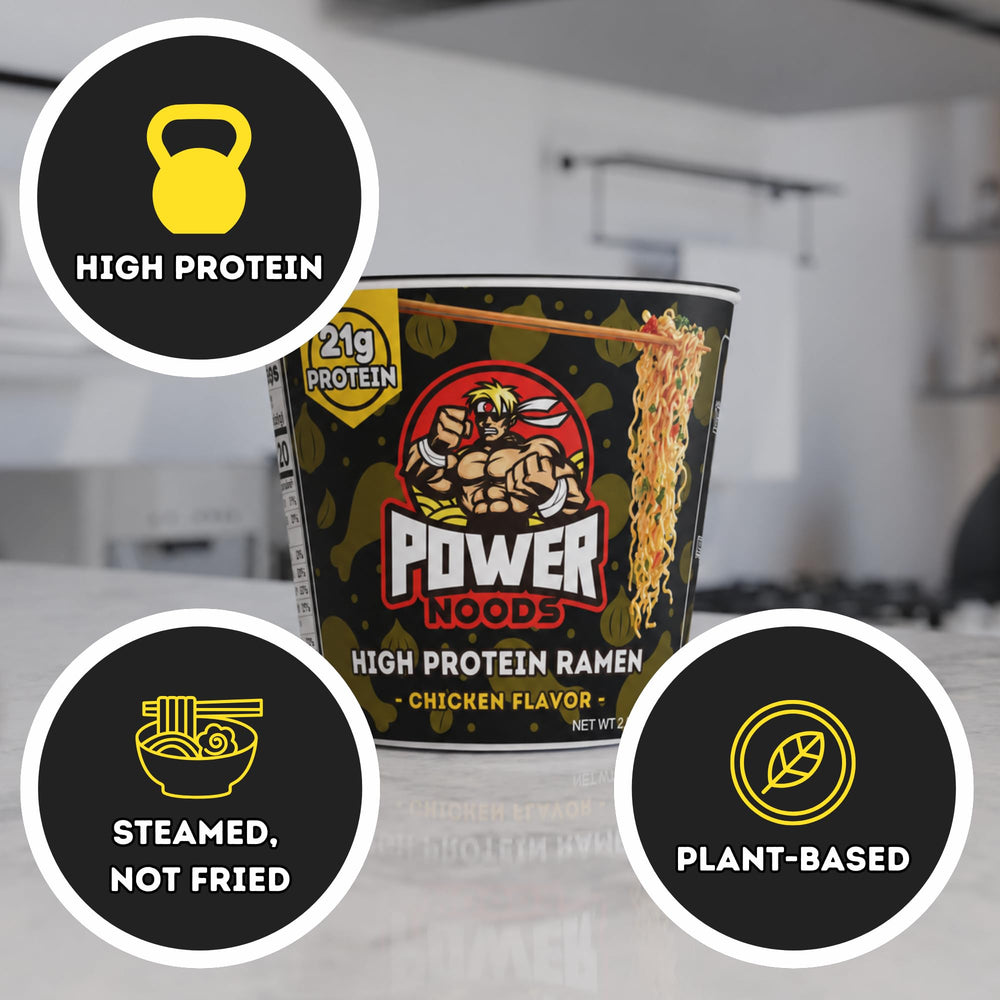 Power Noods etiqueta de ingredientes destacando proteína vegetal limpia