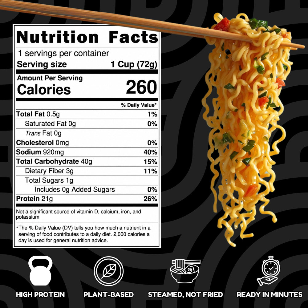 Power Noods primer plano de textura de fideos con aspecto consistente