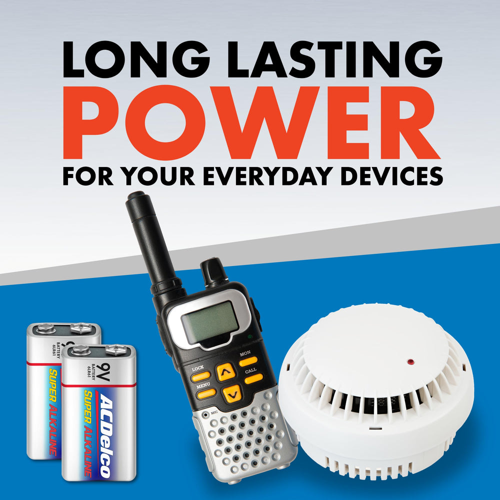 Powermax ACDelco comparación de tamaño 9V con mano, escala clara