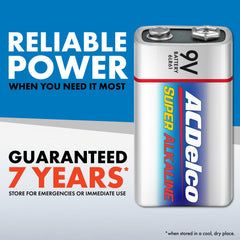 Powermax ACDelco pila 9V instalada en detector, energía estable