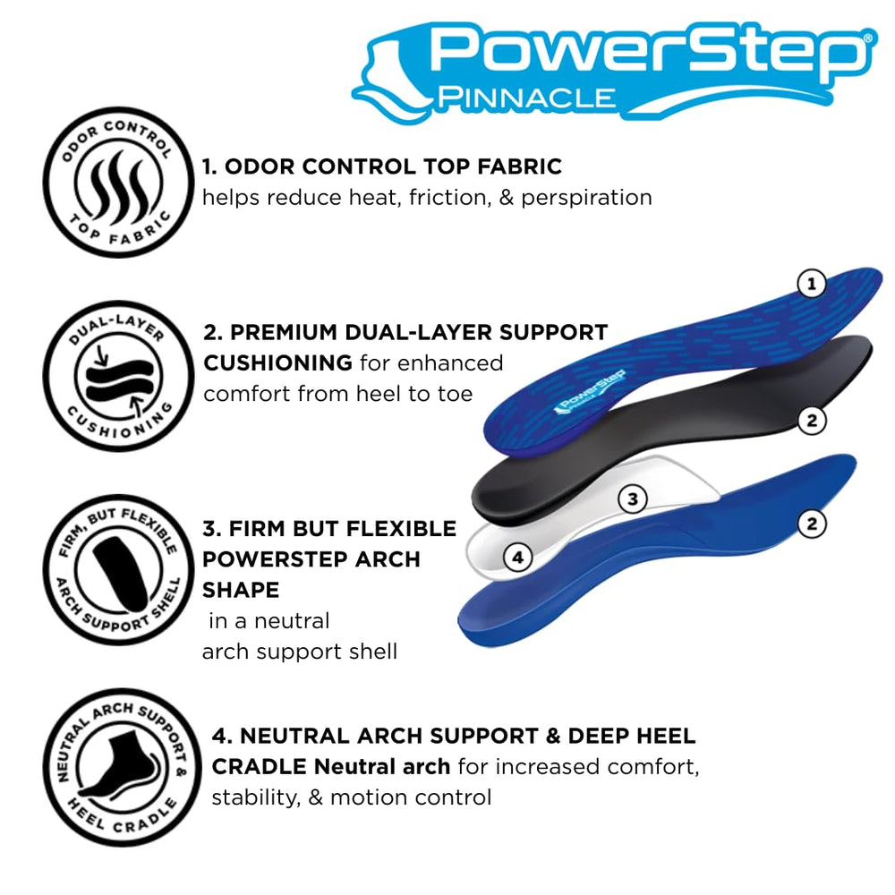 PowerStep Pinnacle textura de la capa acolchada que absorbe impactos