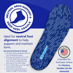 PowerStep Pinnacle insertada en zapatilla para demostrar ajuste y soporte