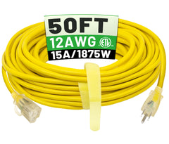 POWGRN cable de extensión 50 ft vista frontal, robustez y visibilidad