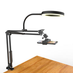 Pozliv front view of full mount kit showing adjustable arm and ring light for versatile recording