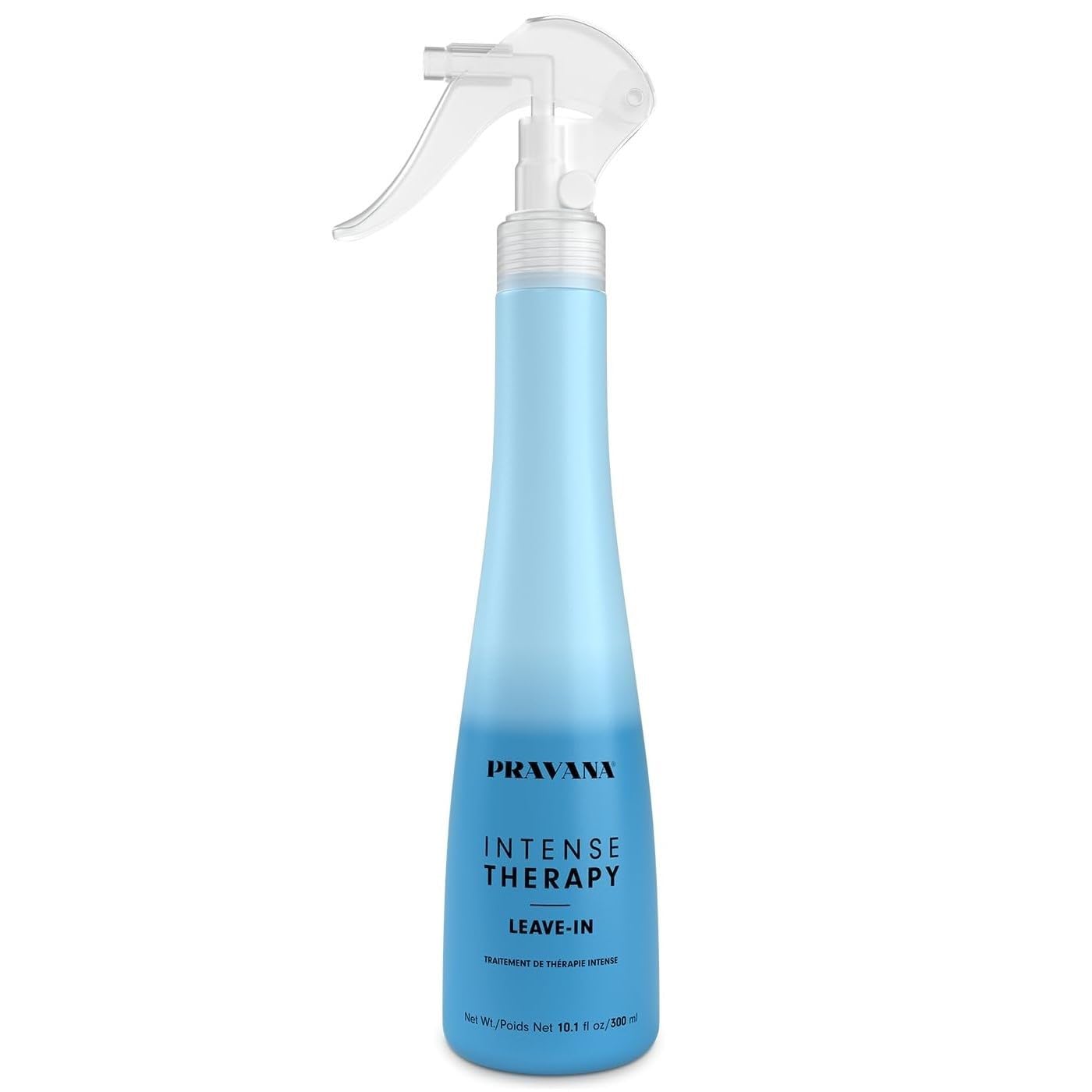 PRAVANA envase frontal del leave-in que muestra tamaño y marca beneficios