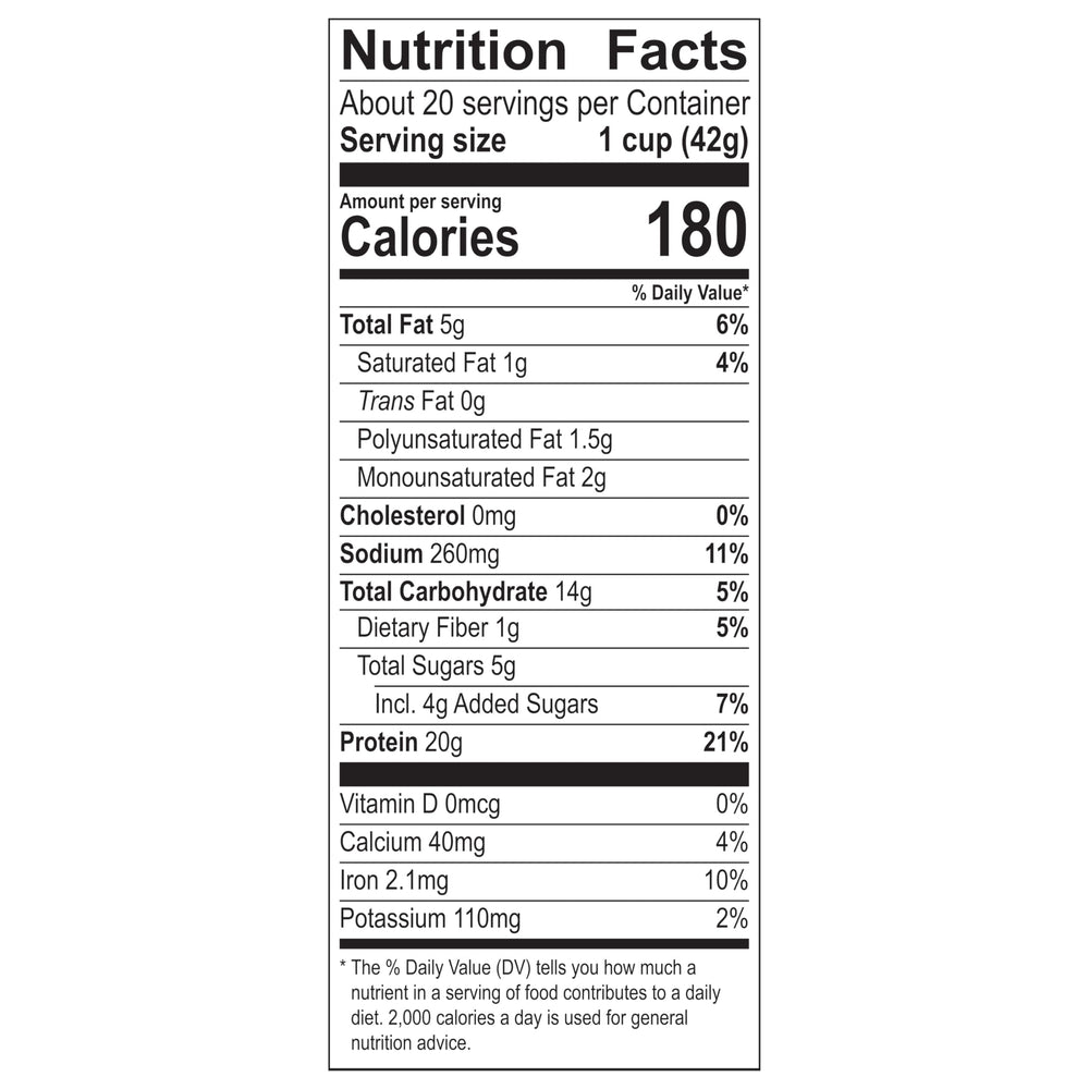 Premier Protein comparación de porciones y la bolsa de 30 oz para referencia