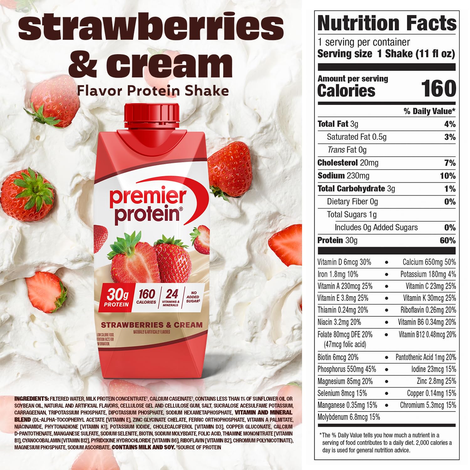 Premier Protein etiqueta nutricional evidenciando 30 g de proteína