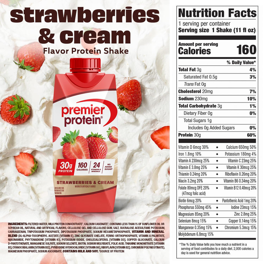 Premier Protein etiqueta nutricional evidenciando 30 g de proteína