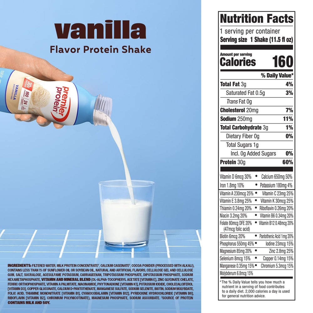 Premier Protein batido vainilla en smoothie con fruta para más energía