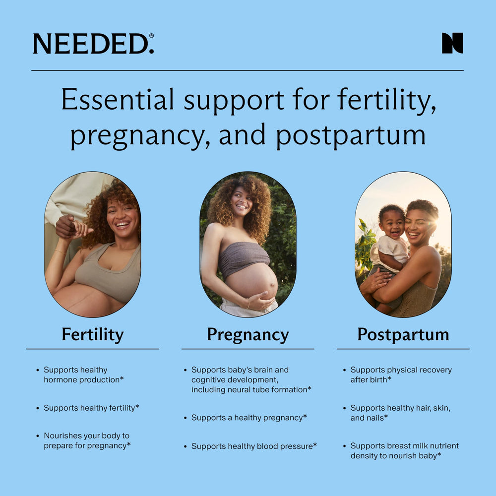 Prenatal Multi Essentials comparación de tamaño junto a una moneda, percepción de escala