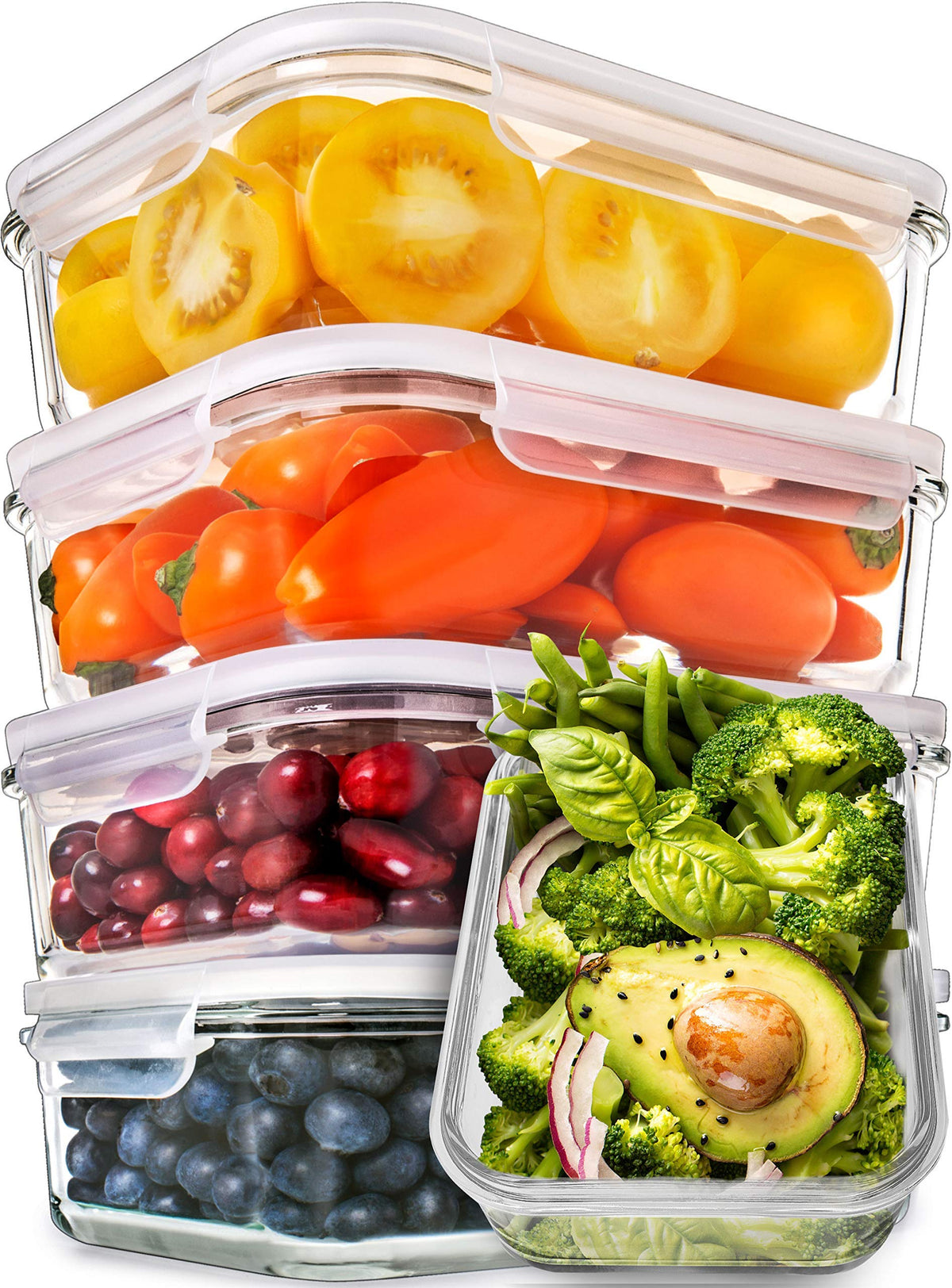 Prep Naturals vista frontal del recipiente 30oz mostrando capacidad y tapa hermética