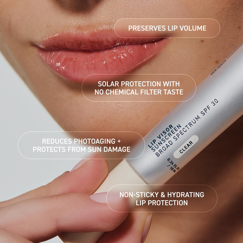 Prequel Lip Visor etiqueta con ingredientes y beneficios visibles